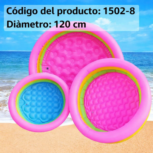 Piscina inflable de 3 anillos, diámetro 120 cm – Ideal para niños – Piscina Portátil para Playa y Jardín- Por Mayoreo  1502-8