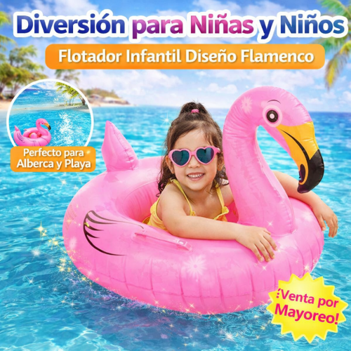Flotador Inflable Infantil Tipo Flamenco – Flotador Redondo para piscina y Playa - Por Mayoreo 1502-4