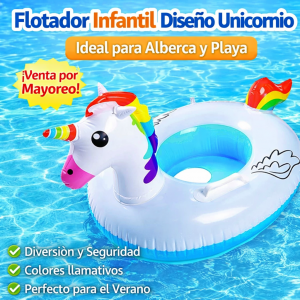 Flotador Inflable Infantil Diseño Unicornio – Flotador Redondo para Alberca y Playa- Por Mayoreo 1502-3