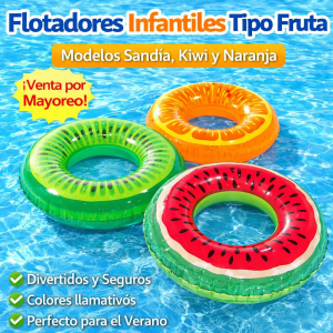 Flotador Inflable Infantil Tipo Fruta de 80 cm – ideal para brindar diversión y estilo durante el verano. Por Mayoreo 1502-22