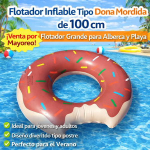 Flotador Inflable Tipo Dona Mordida de 100 cm – Flotador Grande para Alberca y Playa de PVC- Por Mayoreo 1502-21