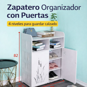 Zapatero Organizador con Puertas de 4 Niveles – Mueble para Almacenamiento de Calzado y Hogar-  Por Mayoreo M9247-7