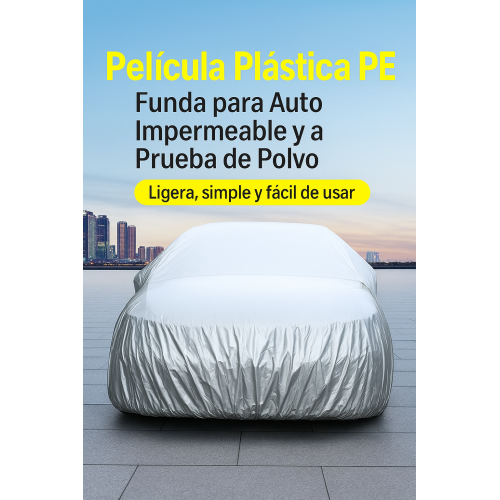 Cubierta para automóvil impermeable protectora solar monocapa talla L 480*175*120cm PEVA de 48g, MAYOREO. 