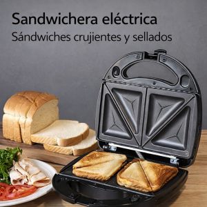 Sandwichera Eléctrica Antiadherente de Placas Triangulares – Prensa para Sándwiches Sellados-  Por Mayoreo 34142-47