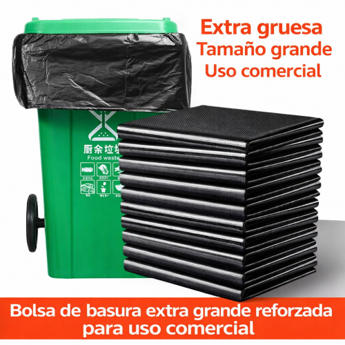 Bolsas Negras para Basura de Alta Resistencia – Tamaño Grande para Uso Doméstico o Comercial, Mayoreo 81502