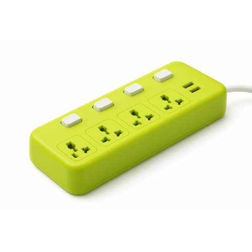 Multicontacto eléctrico con 4 tomas universales y 2 puertos USB, regleta con interruptores individuales de seguridad, Por Mayoreo W-JPC512