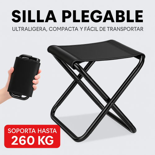 Silla Plegable Portátil Ultraligera de Acero Reforzado, Compacta y Fácil de Transportar, Ideal para Camping, Pesca, Playa, Jardín y Actividades al Aire Libre. Por Mayoreo HWY-0403