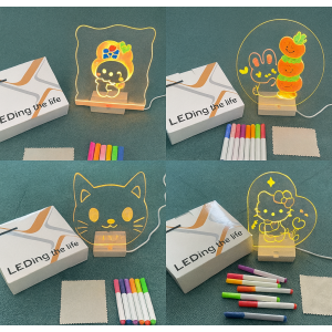 Lámpara LED acrílica para dibujar y decorar – Con plumones y base luminosa – Modelos surtidos- Diseños animados- Por Mayoreo 883791