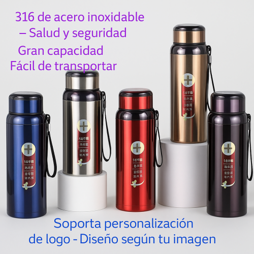 Termo de acero inoxidable 316 de alta calidad | Gran capacidad 1000ml y asa portátil | Personalizable con logo, Por Mayoreo ZH-1003 