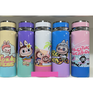 Termo infantil de diseños animados 1000 ml | Botella térmica kawaii de acero inoxidable con diseños coloridos, Por Mayoreo, ZH-1023