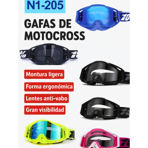 Gafas de motocicleta modelo goggles deportivos para motocross y cuatrimoto con correa ajustable y diseño resistente, Por Mayoreo N1-205
