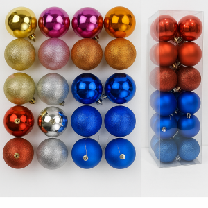 Esferas navideñas de colores surtidos 6 cm | Brillantes y mate | Caja con 16 piezas para decoración de árbol de Navidad- Por Mayoreo M6111--42