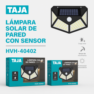Lámpara Solar de Pared con Sensor de Movimiento, Luz LED Exterior Impermeable, Carga Solar Automática, Ideal para Jardín, Patio, Fachada y Pasillos. Por Mayoreo HVH-40402