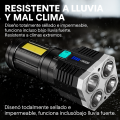 Linterna Táctica Recargable USB, 4 Focos Súper Potentes con Luz Lateral COB, Indicador de Batería, Zoom Ajustable y Cuerpo Resistente, Ideal para Camping, Emergencias. Por Mayoreo LED-1443
