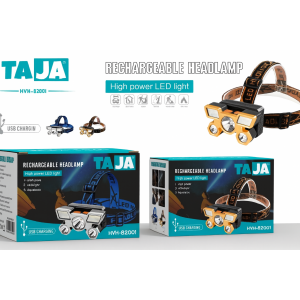 Linterna de Cabeza Recargable, Luz LED de Alta Potencia, Ajustable y Resistente, con Carga USB, Ideal para Trabajo Nocturno, Camping, Ciclismo, Pesca y Actividades al Aire Libre. Por Mayoreo HVH-82001