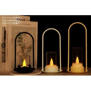 Portavelas decorativo con vela LED y diseño moderno en arco – Luz cálida Por Mayoreo D-21066