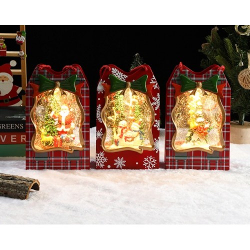 Adorno navideño colgante con efecto nieve – modelos surtidos, diseño escocés clásico Por Mayoreo D-21658