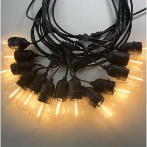 Serie de focos LED estilo vintage con cable resistente, ideal para decoración de terrazas, jardines,restaurantes o eventos al aire libre. De 10metros y de 10 focos  Por Mayoreo D-21823