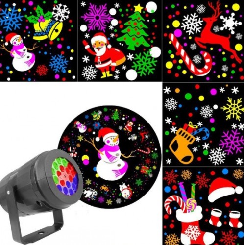 Proyector LED navideño con 16 plantillas intercambiables de figuras animadas, proyector giratorio, proyector LED interior Por Mayoreo D-21832