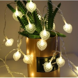Serie de luces LED cálidas con diseño de corazones en textura tipo burbuja,  ideal para decoración romántica, Decoraciones navideñas Por Mayoreo D-22086