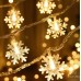 Guirnalda de luces LED cálidas con diseño de copos de nieve transparentes decoración navideña, Venta al por Mayor D-22098
