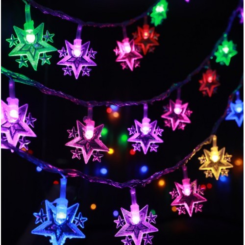 Guirnalda de luces LED multicolor en forma de estrellas para decoración navideña, fiestas Crea un entorno mágico con iluminación llamativa.  Por Mayoreo D-22099