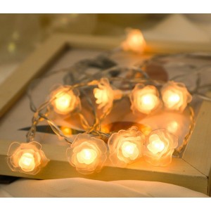 Series de luces LED con forma de rosas blancas y luz cálida, perfecta para ambientar bodas, aniversarios, cenas románticas o decoración del hogar navideñas Por Mayoreo   D-22104