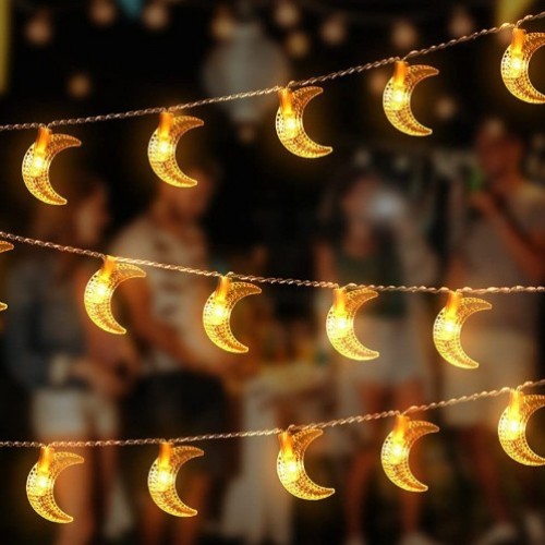 Guirnalda de luces LED con diseño de Luna y luz cálida, ideal para ambientar, o eventos nocturnos con un toque mágico y relajante. Por Mayoreo D-22106