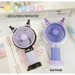 Ventilador portátil pequeño de diseños animados con soporte para teléfono móvil recargable,  por Mayoreo FS340
