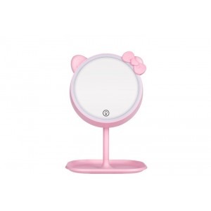 Espejo de maquillaje LED con luz ajustable, control táctil y carga USB, diseño con base organizadora para cosméticos, ideal para tocador y regalo, Por Mayoreo H-5012