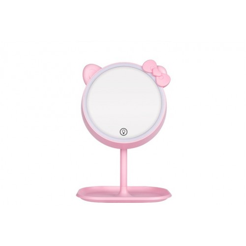 Espejo de maquillaje LED con luz ajustable, control táctil y carga USB, diseño con base organizadora para cosméticos, ideal para tocador y regalo, Por Mayoreo H-5012
