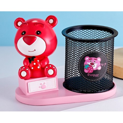 Portalápices Decorativo con Oso Rojo – Organizador de Escritorio Infantil – Por mayoreo  HC0769