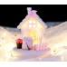 Casita Decorativa con Luz LED y Ositos – Modelo Nocturno de Cerámica – Su diseño tipo mini casa combina detalles suaves, Por Mayoreo  HC0906
