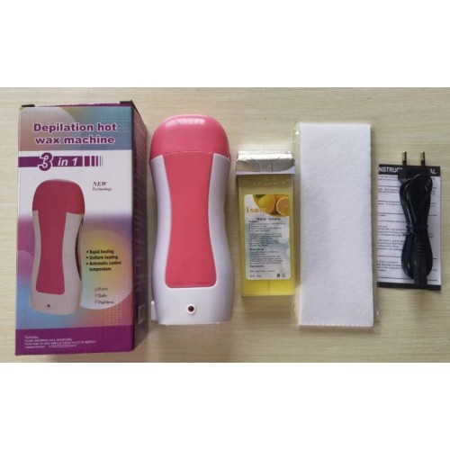 Kit Depilador con Cera Roll-On Profesional 3 en 1 con Calentador, Cartucho de Cera, Tiras y Cable de Alimentación – Ideal para Uso Doméstico o Salón de Belleza- Por Mayoreo HH-21