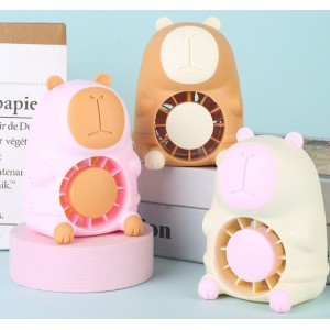 Ventilador portátil infantil con luz nocturna LED diseño oso, recargable, silencioso y dos velocidades –Por Mayoreo HQ66-32