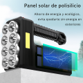 Linterna Táctica Solar de 8 Focos Súper Potentes, Recargable por USB y Panel de Polisilicio, Luz LED de Alto Alcance con Luz Lateral COB, Ideal para Camping, Emergencias y Uso Exterior. Por Mayoreo  HVH-80901
