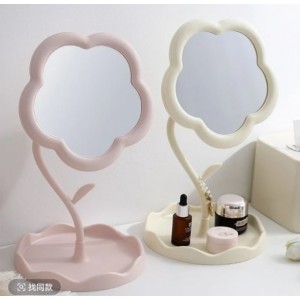 Espejo de tocador de escritorio en forma de flor con base organizadora – Diseño moderno en colores surtidos, Por Mayoreo HYD-5003
