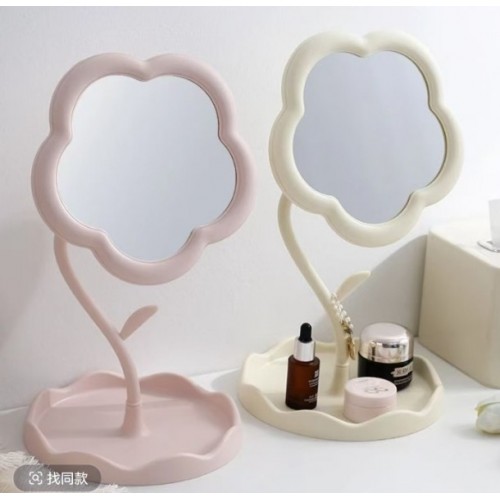 Espejo de tocador de escritorio en forma de flor con base organizadora – Diseño moderno en colores surtidos, Por Mayoreo HYD-5003