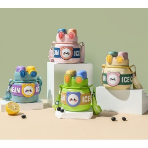 Termo, tazas ICE BEAR con popotes y correas | Botella térmica 3D 500 ml, Por Mayoreo JM011