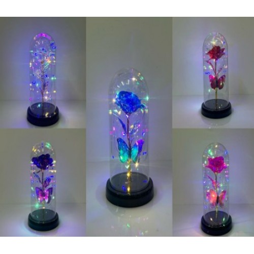 Mini flor de luz eterna de rosas  láminada  con luz LED Por Mayoreo  LED928