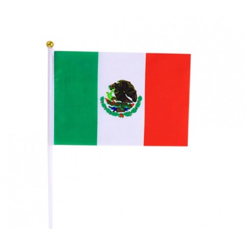Bandera de México pequeña para mano 20x28 cm con asta, ideal para eventos cívicos y patrios – Por Mayoreo M23929-1
