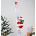 Santa Claus escalador con escalera roja o blanca – Figura navideña colgante con movimiento y luces, funciona con pilas-– Adorno navideño colgante para árbol, ventana o pared de longitud de escalera 70cm-Por Mayoreo M6143-12