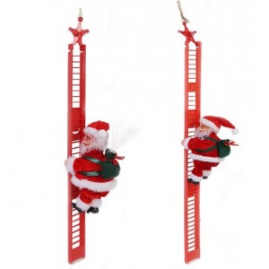 Santa Claus escalador con escalera roja o blanca – Figura navideña colgante con movimiento y luces, funciona con pilas-– Adorno navideño colgante para árbol, ventana o pared de 70cm-Por Mayoreo  M6143-12