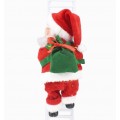 Santa Claus escalador con escalera roja o blanca – Figura navideña colgante con movimiento y luces, funciona con pilas-– Adorno navideño colgante para árbol, ventana o pared de longitud de escalera 70cm-Por Mayoreo M6143-12