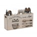Organizador de cubiertos fabricado en madera resistente, ideal para mantener cucharas, tenedores y cuchillos ordenados en la cocina. Por Mayoreo M7130-12