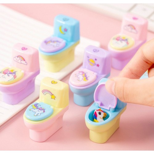 Sacapuntas duradero con forma de inodoro creativo  con borrador, sacapuntas para estudiantes  por mayoreo MT5184