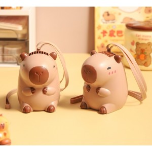 Mini ventilador de cuello portatil colgante de capibara 5*6*8cm, 250 mA recargable USB, Por Mayoreo MU053