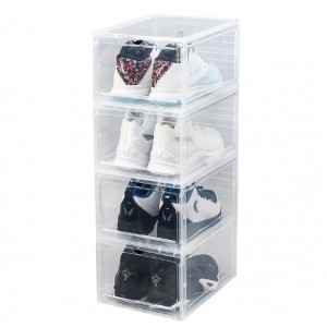 Caja organizadora de zapatos transparente apilable, contenedores plásticos con puerta frontal para tenis, zapatillas y calzado 45.5*10.5*28cm – Diseño resistente y fácil de abrir, Por Mayoreo  N2-145