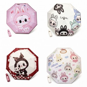 Paraguas manuales de Labu con diseños animados y estilo infantil, ideales para niños y jóvenes. Por Mayoreo W-RS5238
