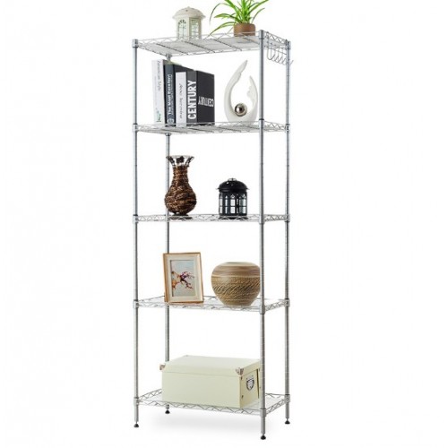 Repisa organizador multifuncional metálica de cocina 5 niveles con ganchos laterales por Mayoreo SNH109